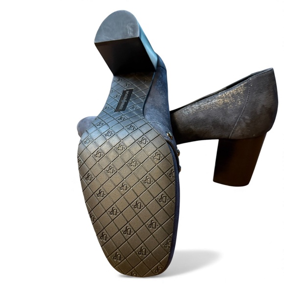 Donald Pliner Peggi Navy Iridescent Studded Loafer Pumps Women’s 10 | 2.75” Heel - Picture 5 of 14